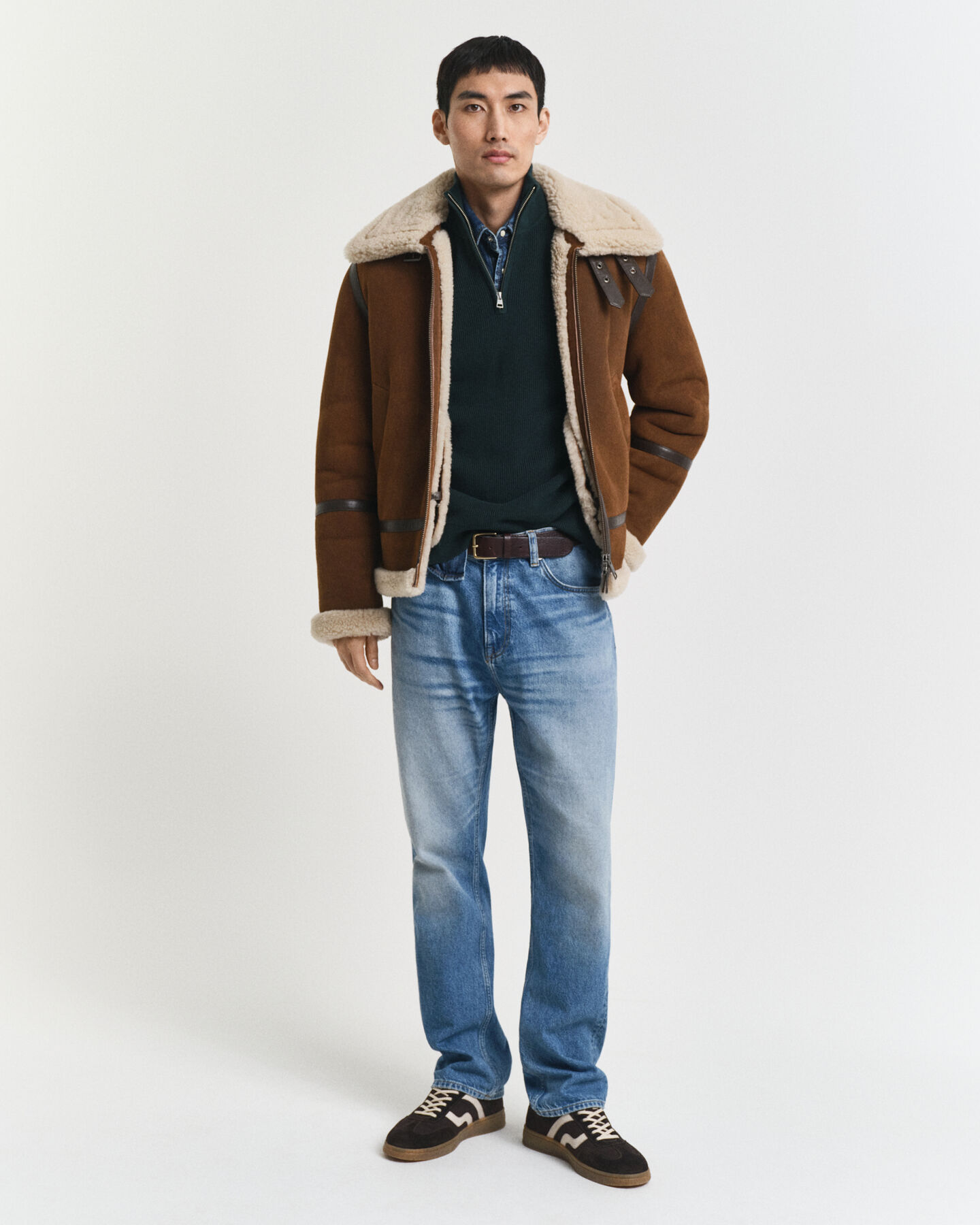 Gerippter Troyer aus Baumwoll-Merinowoll-Gemisch