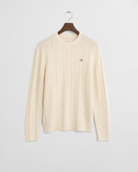 Lambswool Zopfstrick Rundhalspullover