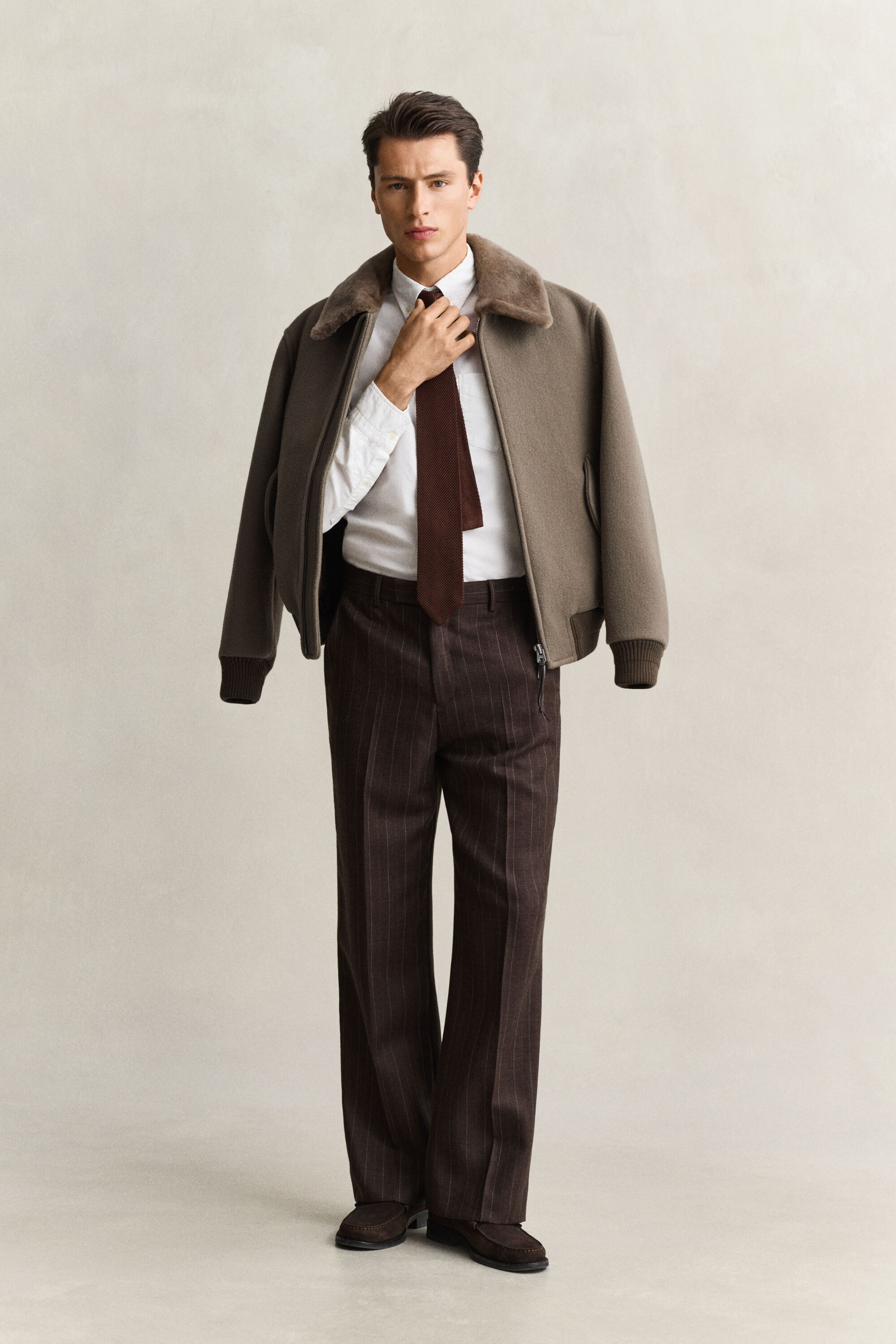 Giacca Aviator in lana e shearling