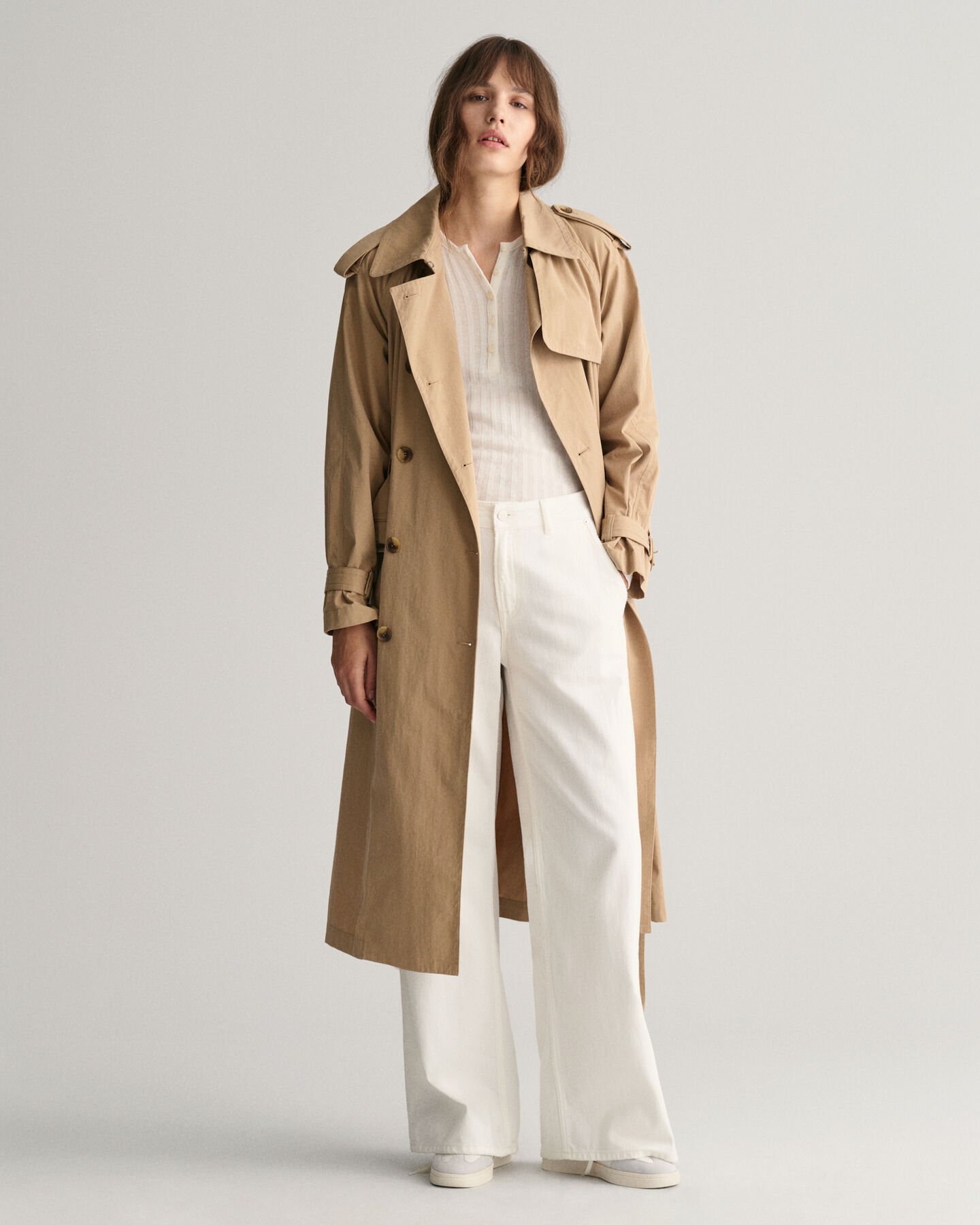 Geripptes Henley Langarm-T-Shirt