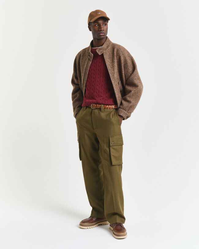 Zopfstrick Rundhalspullover aus Baumwolle