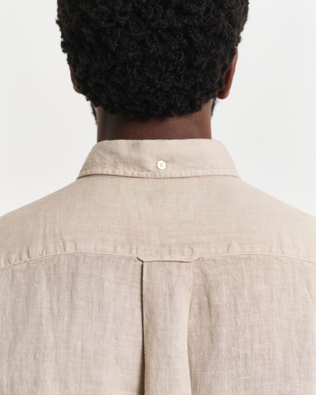 St&uuml;ckgef&auml;rbtes Regular Fit Leinen Hemd