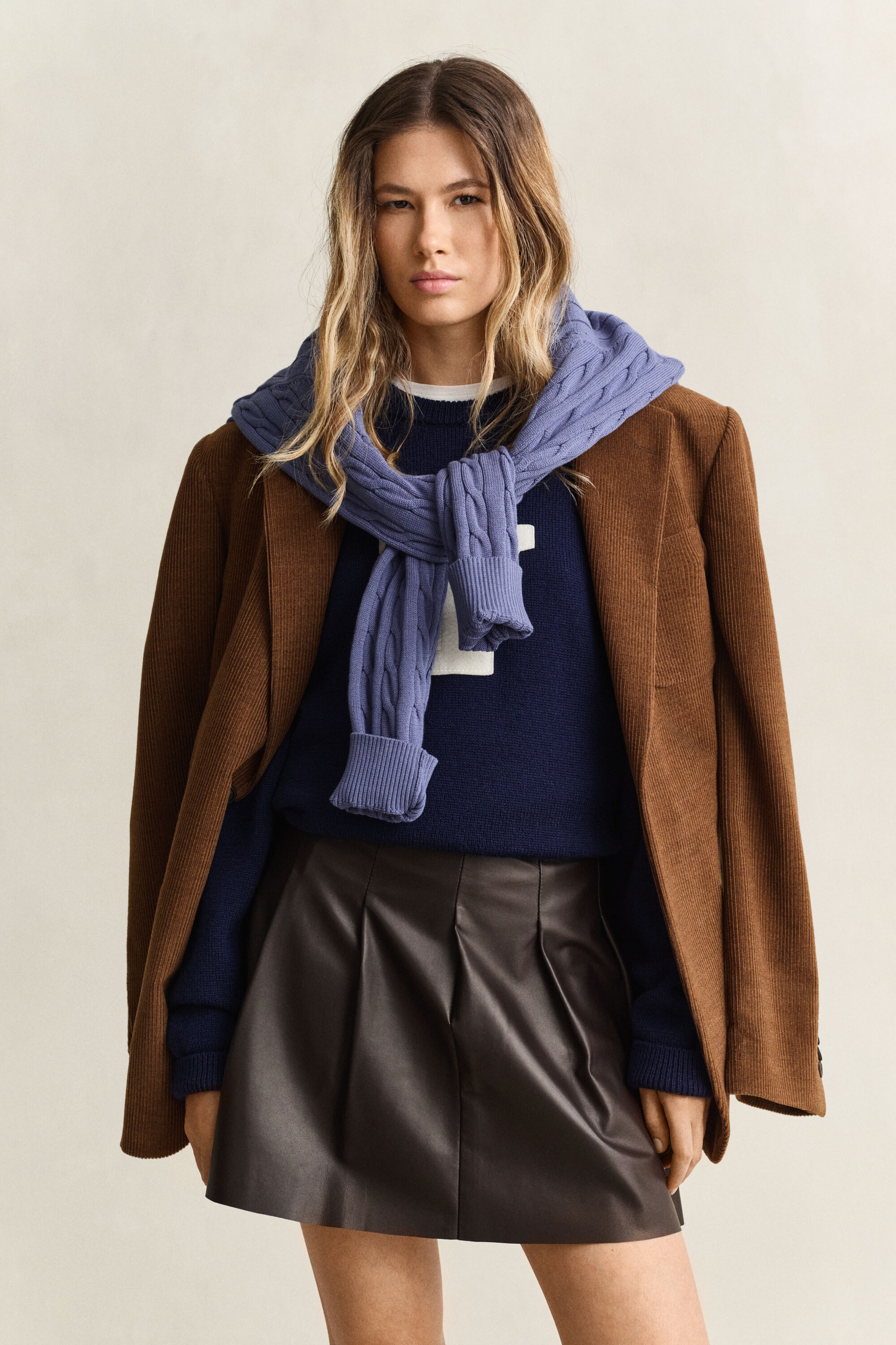 Gant x Yale Faltenrock aus Leder