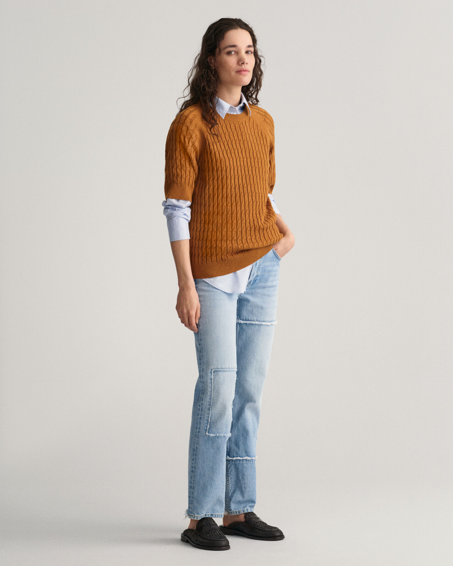 Zopfstrick Pullover mit halblangem Arm
