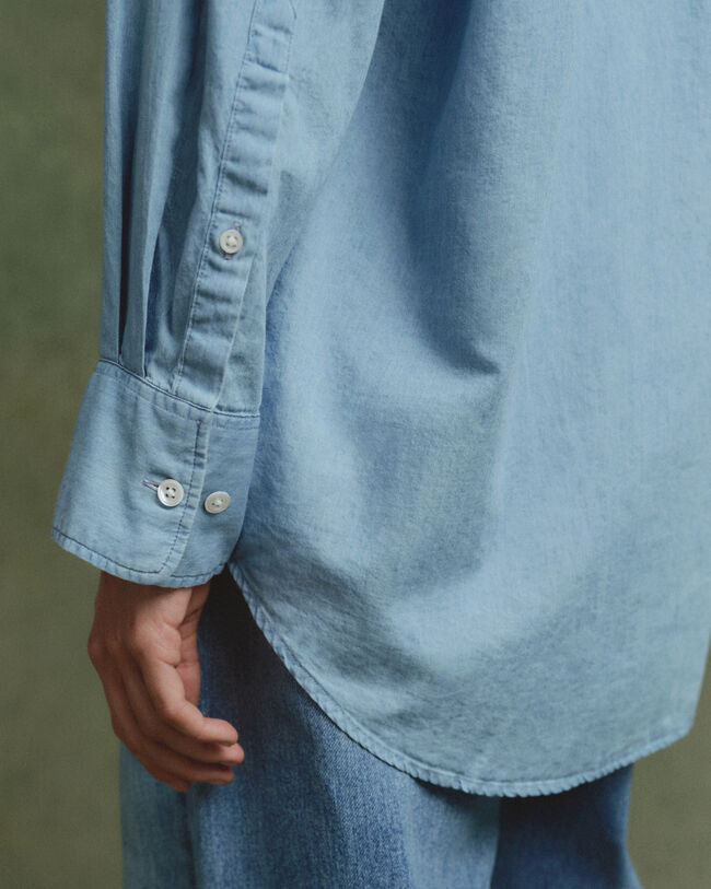 Oversized Fit Chambray-Bluse