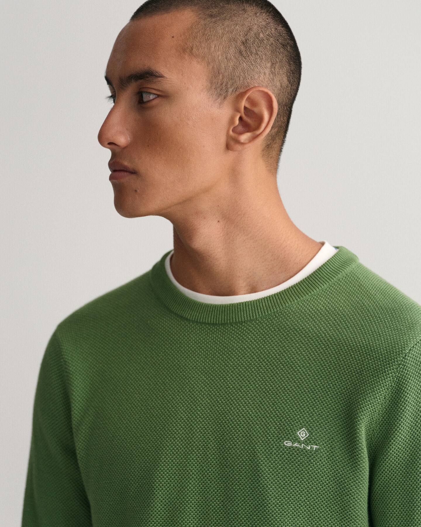 Rundhalspullover aus Baumwoll-Piqu&eacute;