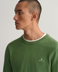 Rundhalspullover aus Baumwoll-Piqu&eacute;