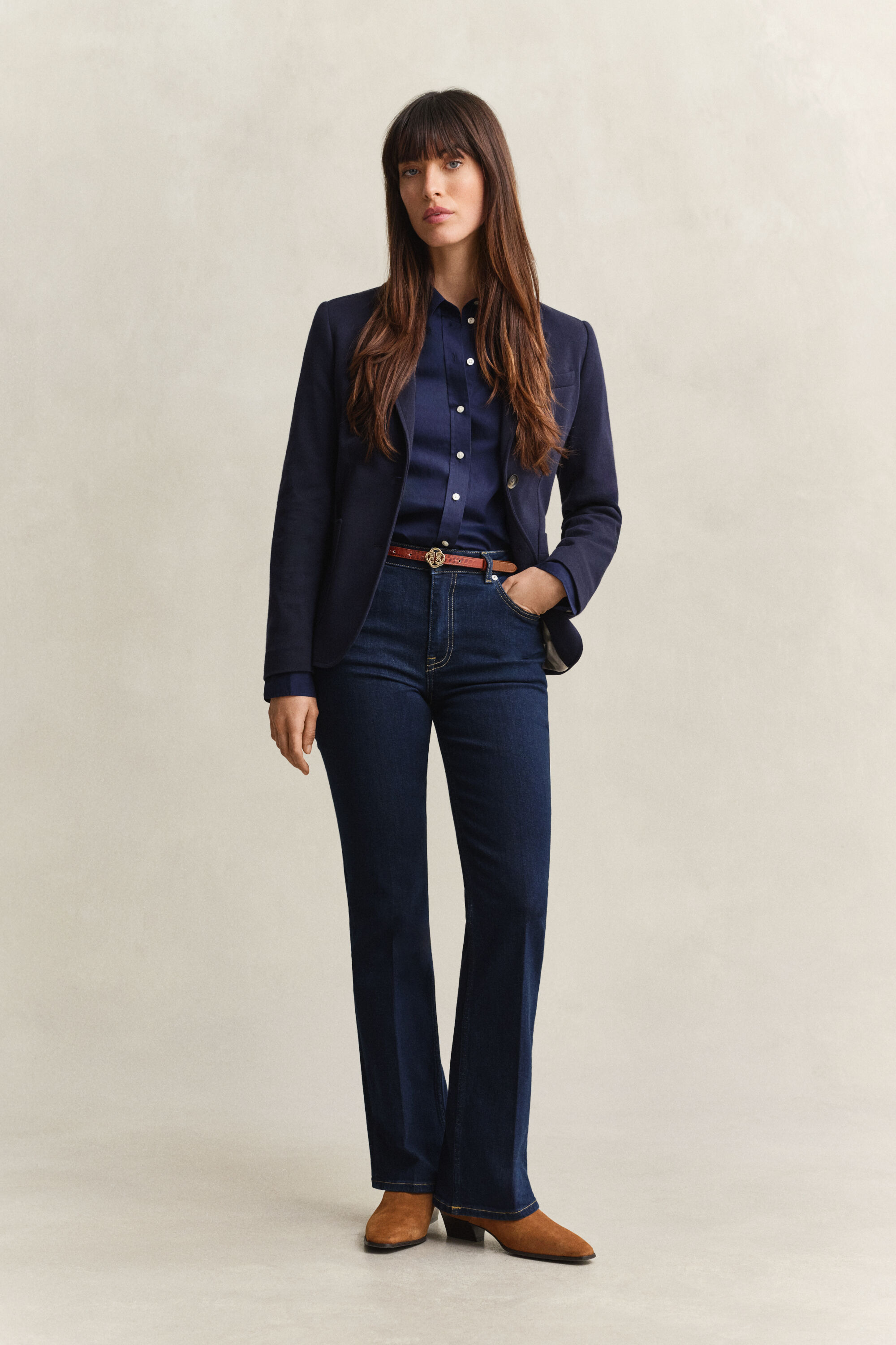 Ausgestellte Slim Fit Stretch-Jeans