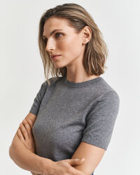 Leichter Kurzarm-Rundhalspullover