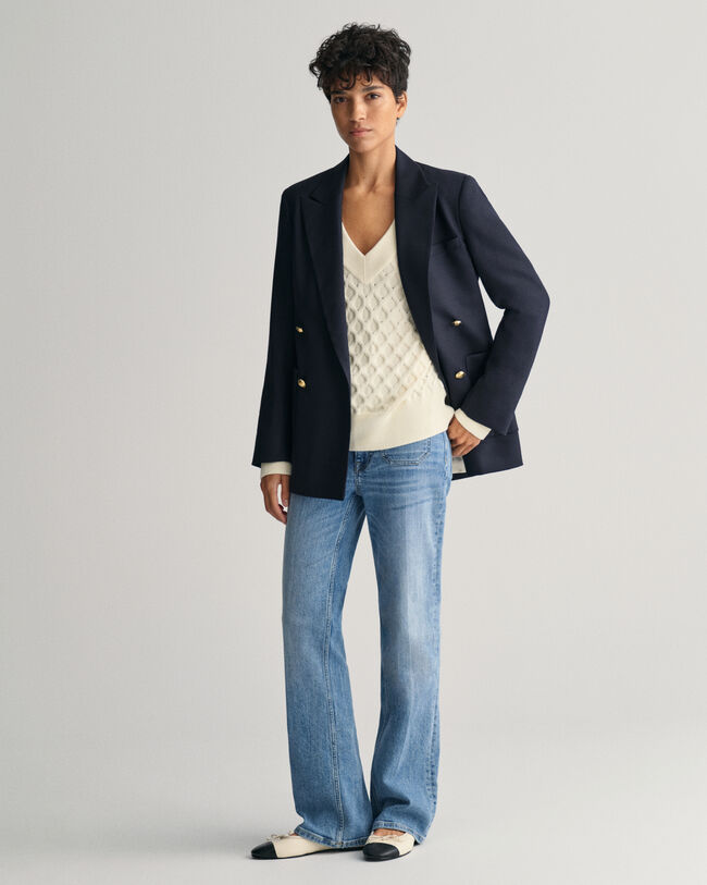 Strukturstrick V-Neck Pullover