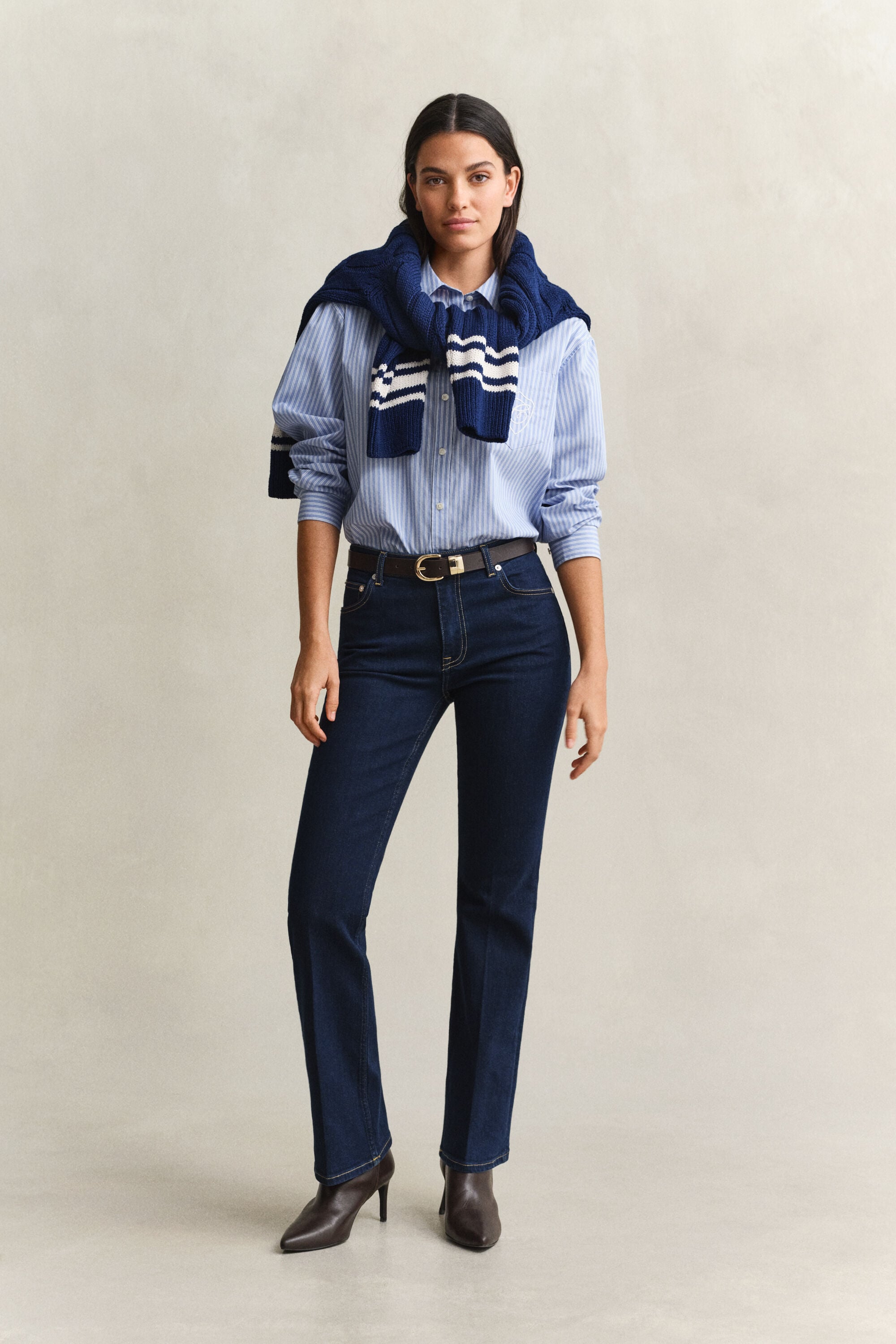 Camicia classica in popeline a righe relaxed fit