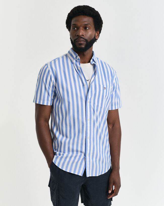 Regular Fit Classic Popeline Kurzarmhemd mit Streifen
