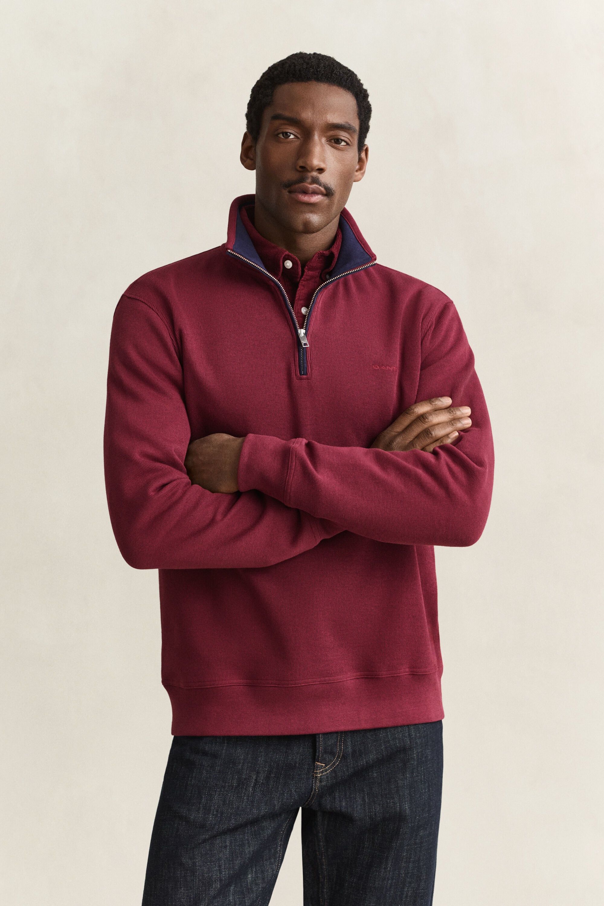 Sacker Rib Sweatshirt mit Reißverschlusskragen
