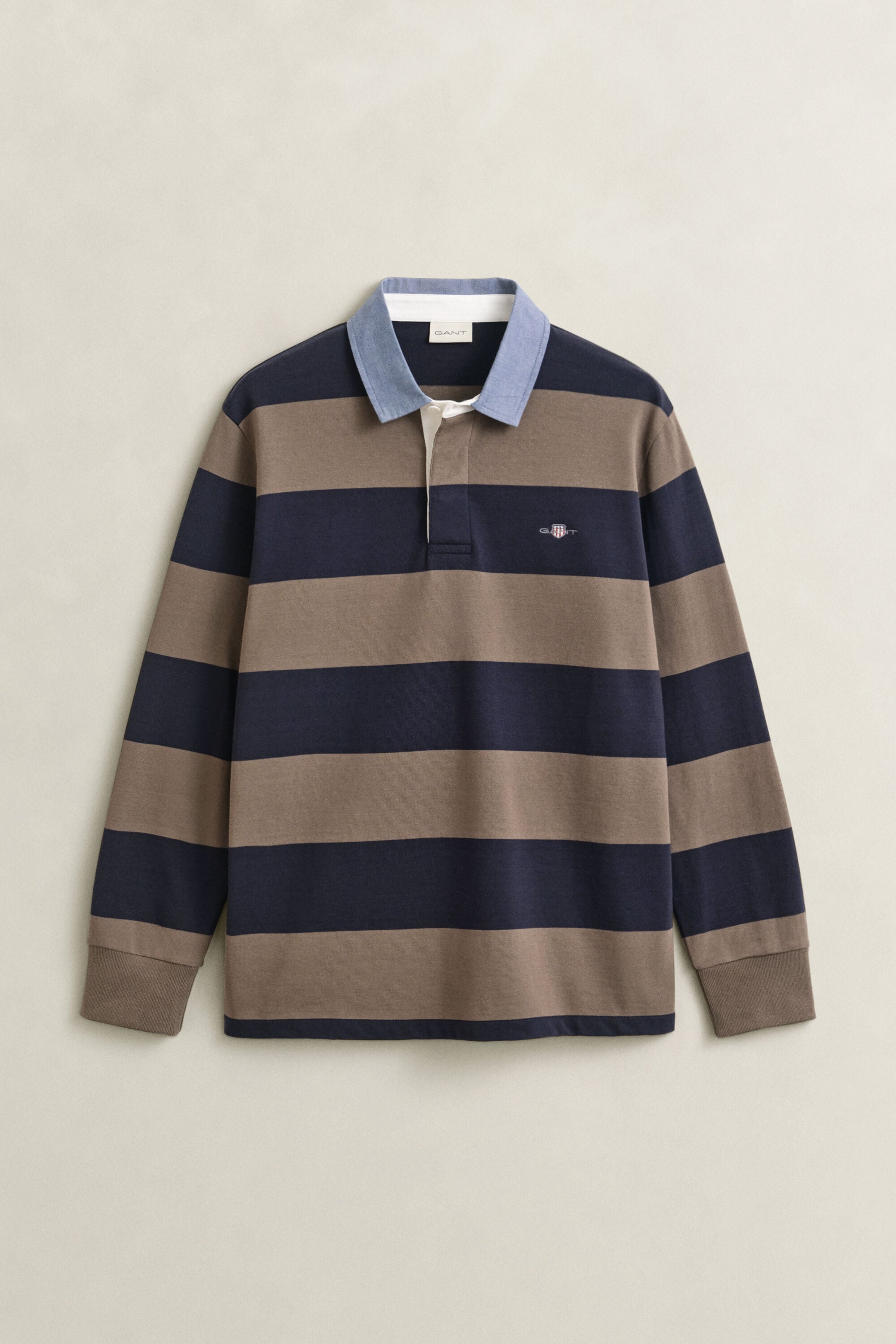 Heavy Rugger a righe con colletto in chambray