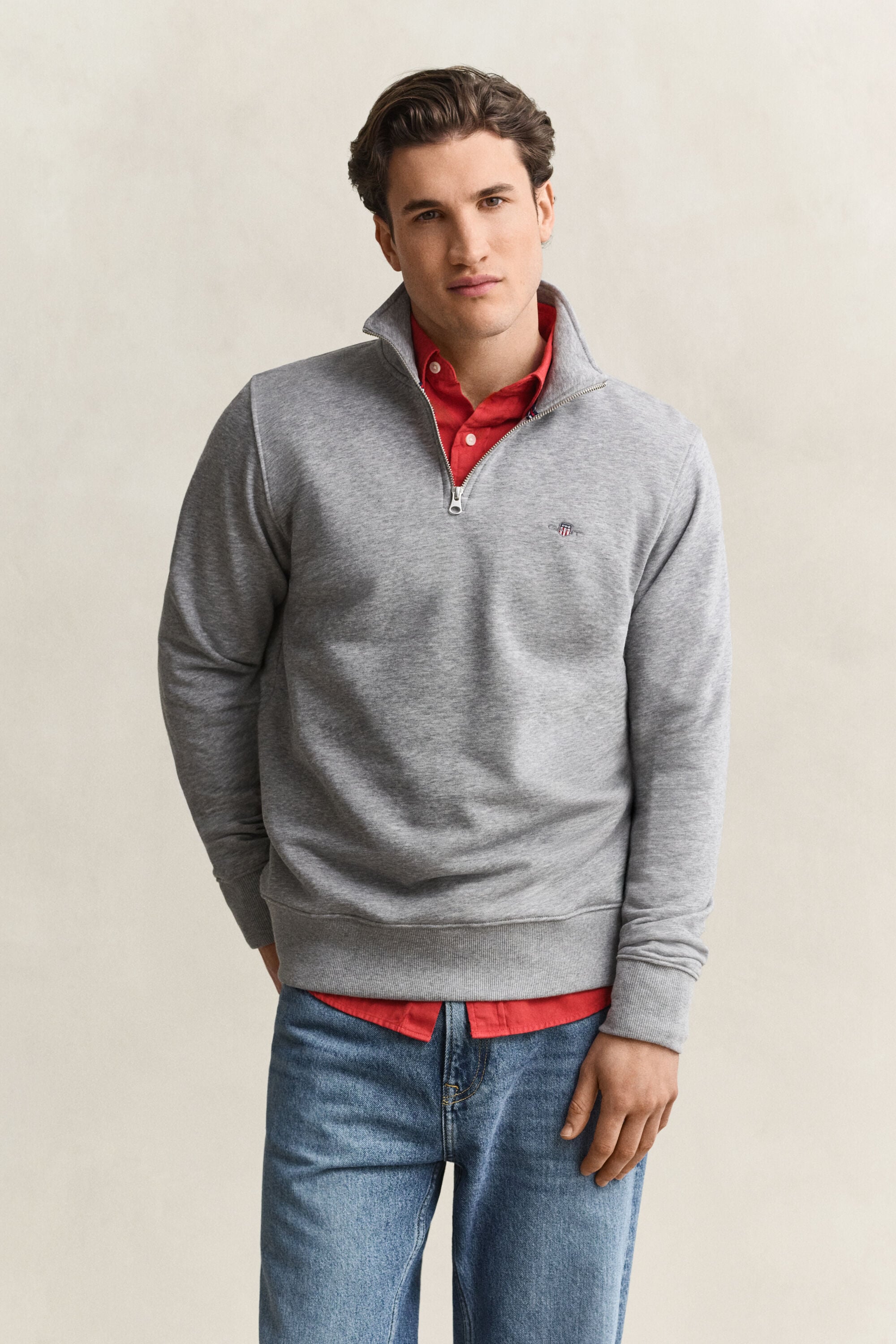 Shield Sweatshirt mit halblangem Reißverschluss