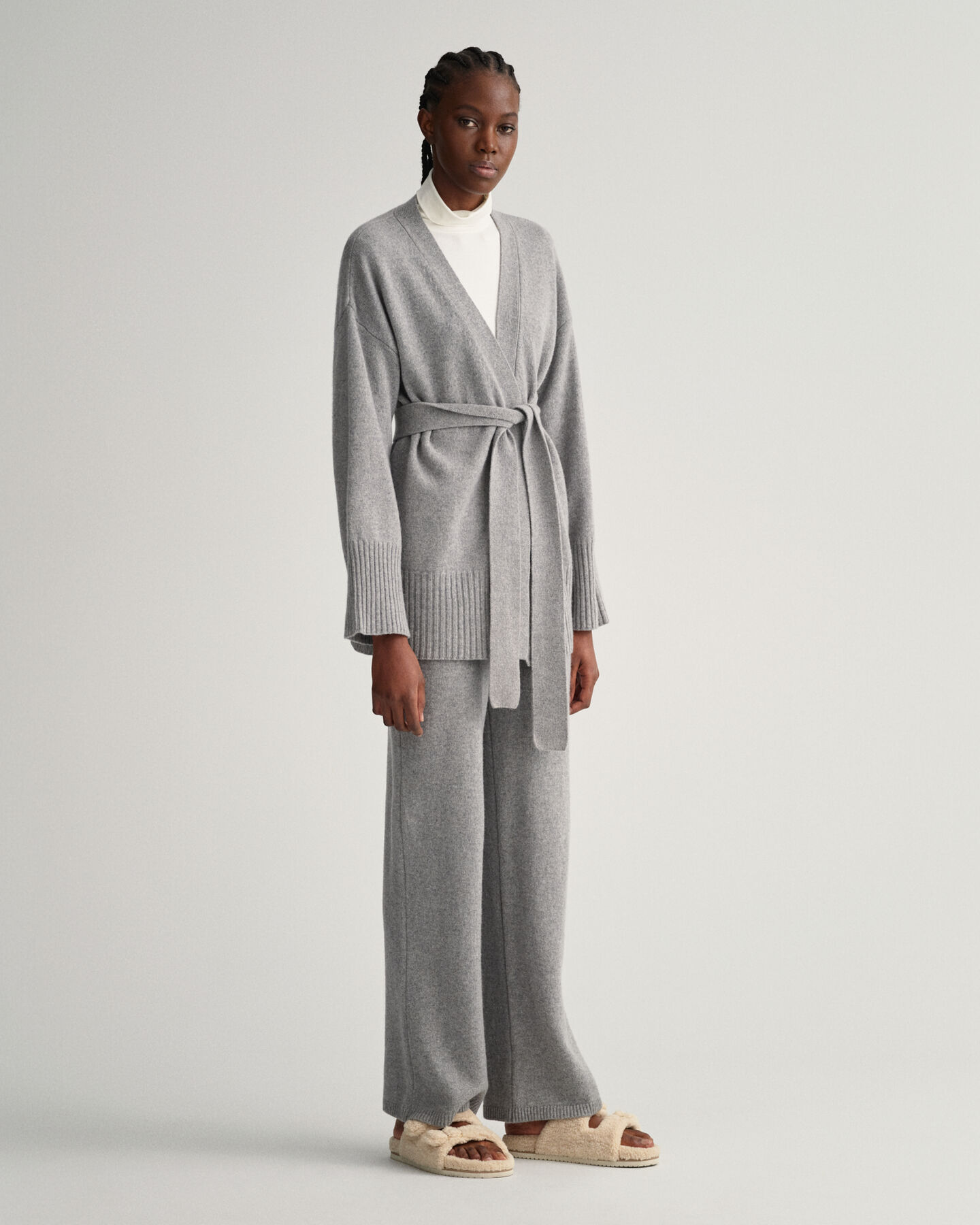 Lounge Wickelstrickjacke