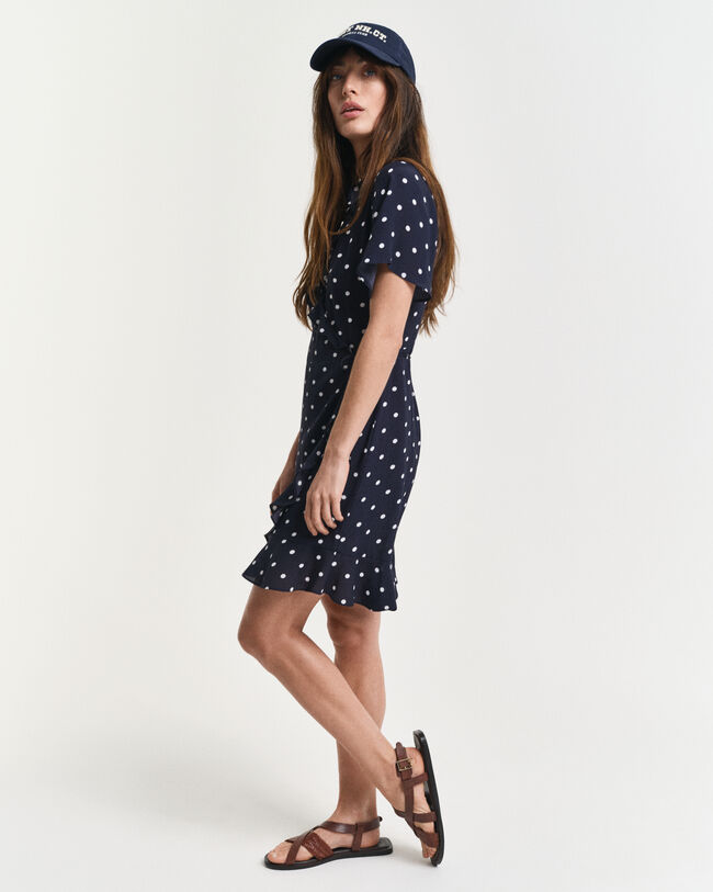 Rüschenkleid mit Pünktchen-Print