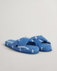 Gestreifte Slipper mit &uuml;berkreuzten Riemen