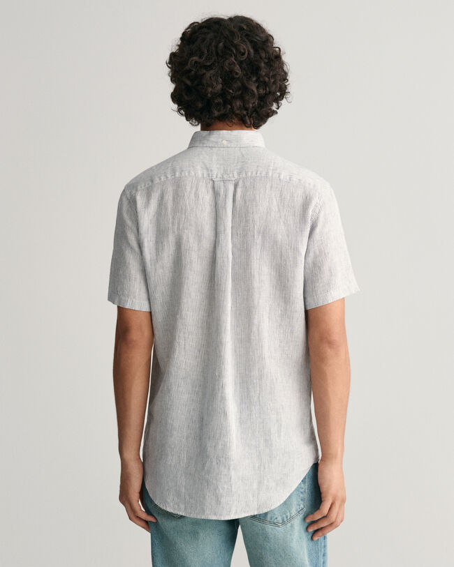 Regular Fit Kurzarm-Leinenhemd mit Streifen