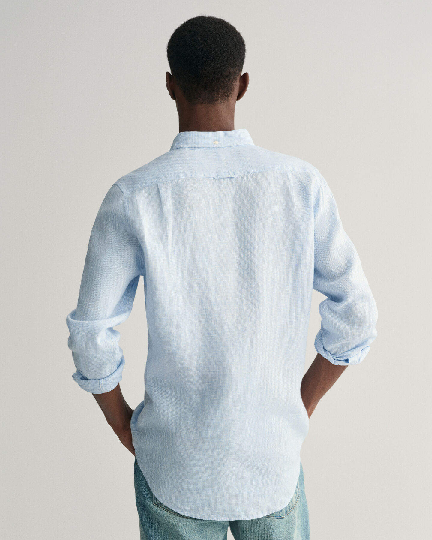 Slim Fit Leinen Hemd im Hahnentrittmuster