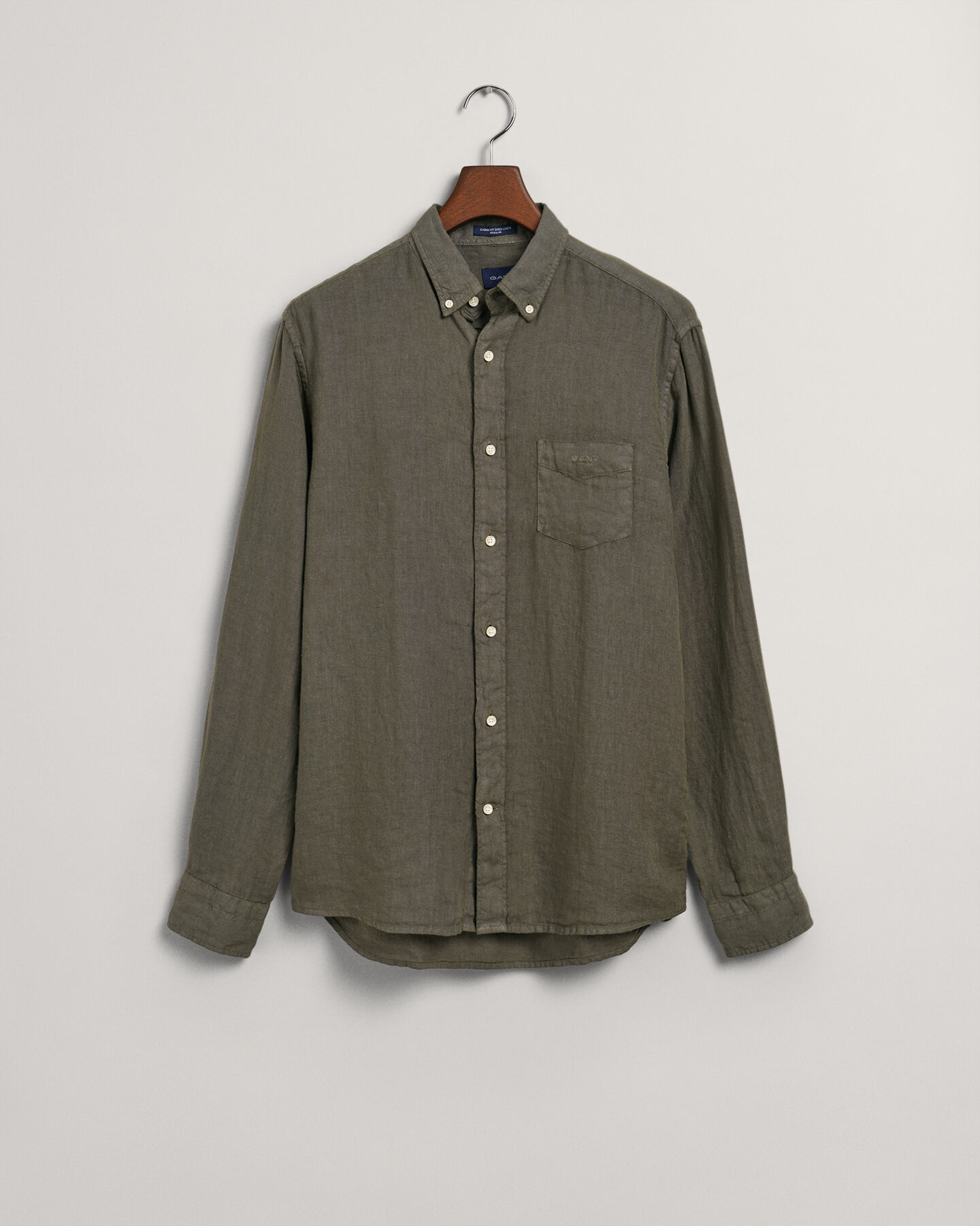 St&uuml;ckgef&auml;rbtes Regular Fit Leinen Hemd