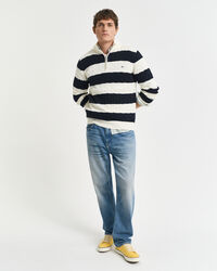 Gestreifter Zopfstrick-Troyer aus Baumwolle