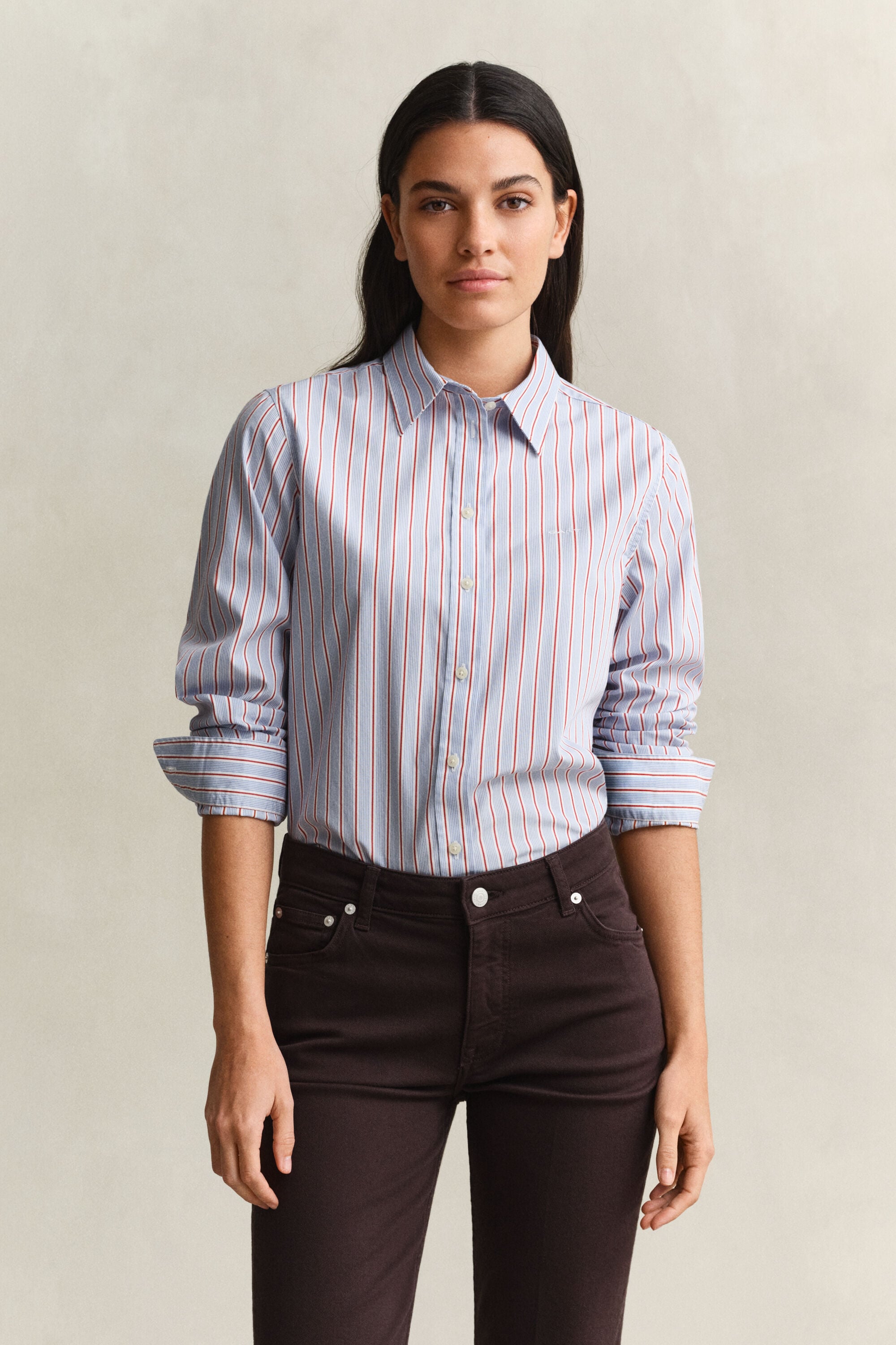 Camicia classica in popeline a righe regular fit
