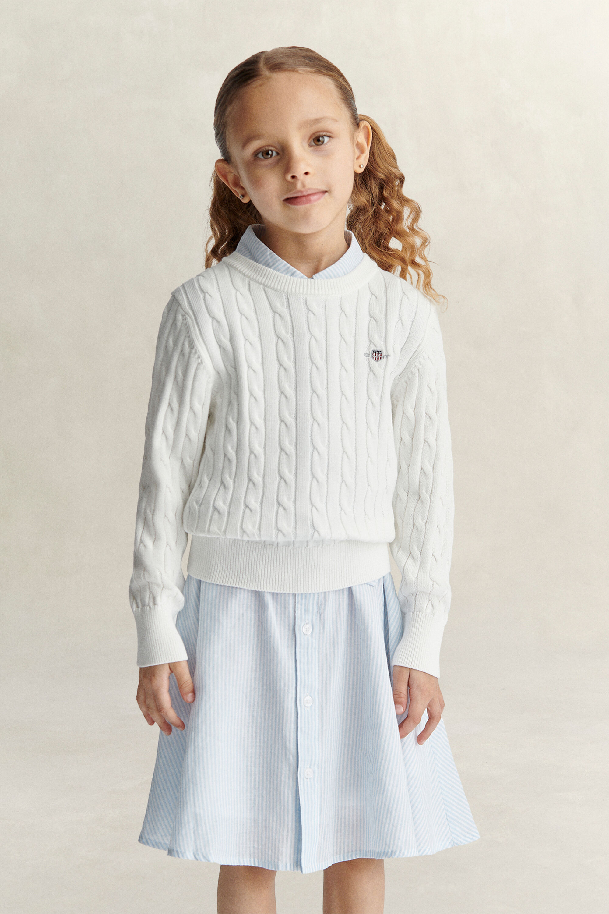 Girls Shield Pullover mit Zopfstrickmuster