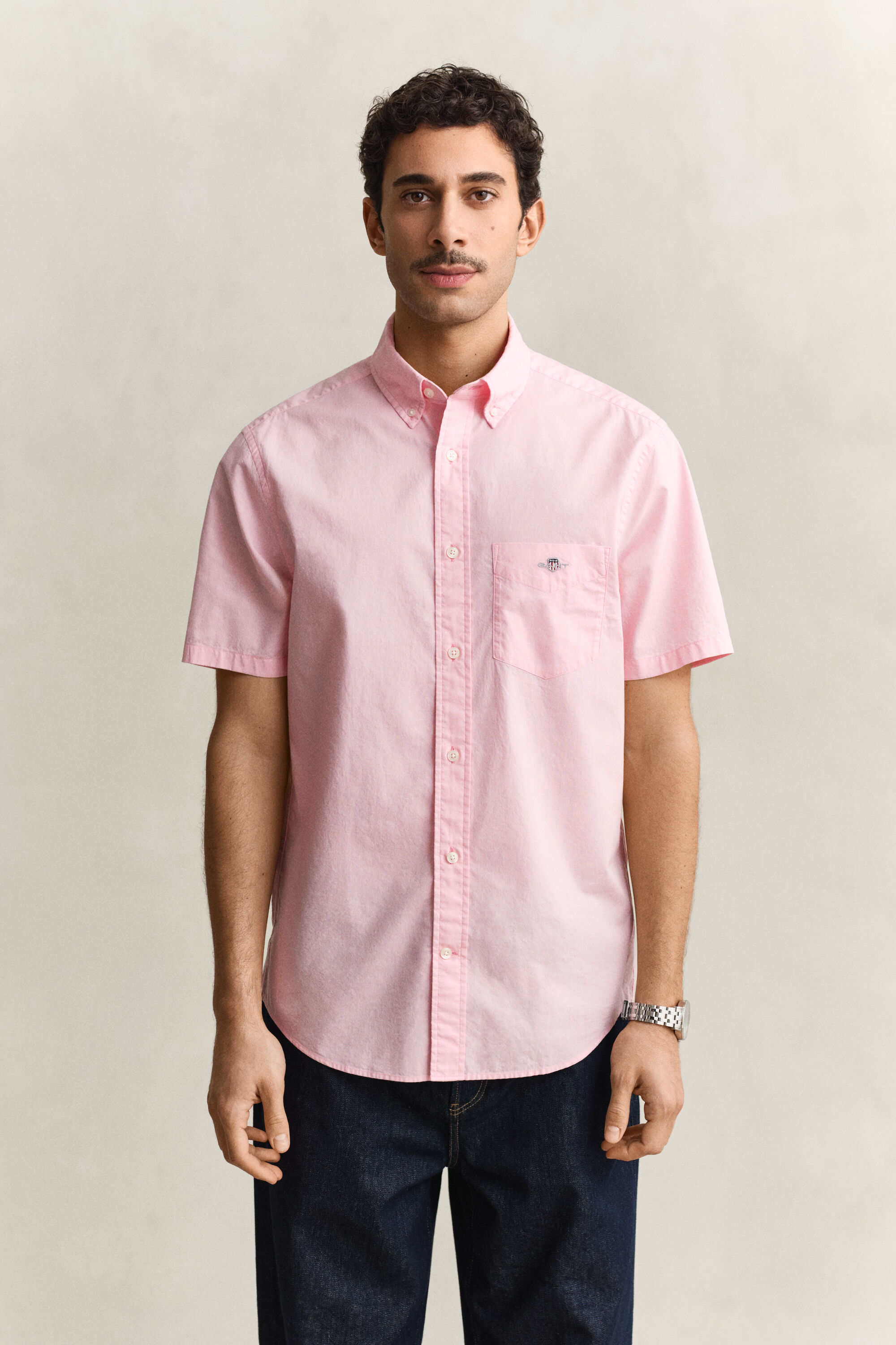 Chemise à manches courtes en popeline classique