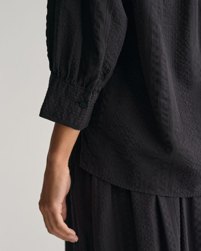 Relaxed Fit Seersucker Schlupfbluse mit Streifen