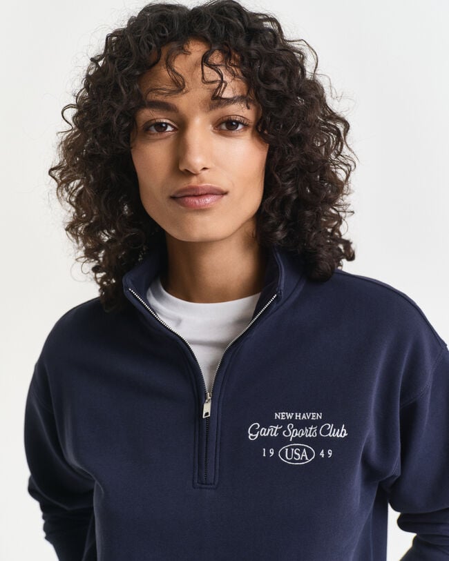 Graphic Sweatshirt mit Reißverschlusskragen