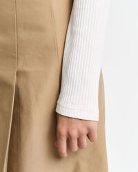 Geripptes Langarm-Poloshirt