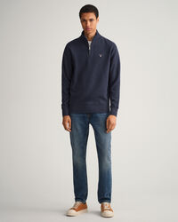 Sweatshirt mit Waffelstruktur und Reißverschlusskragen