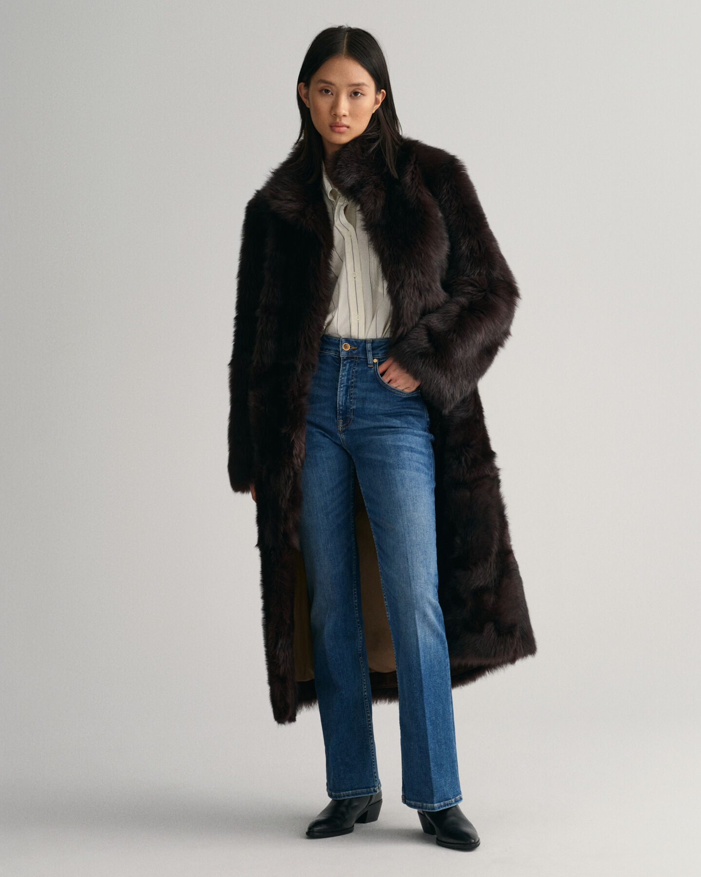 Langer Shearling-Mantel