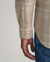 Regular Fit Baumwoll Leinen Hemd mit Karomuster