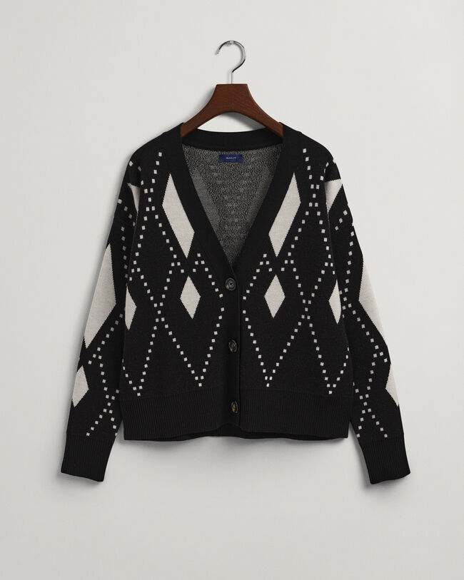 Argyle V-Neck Strickjacke
