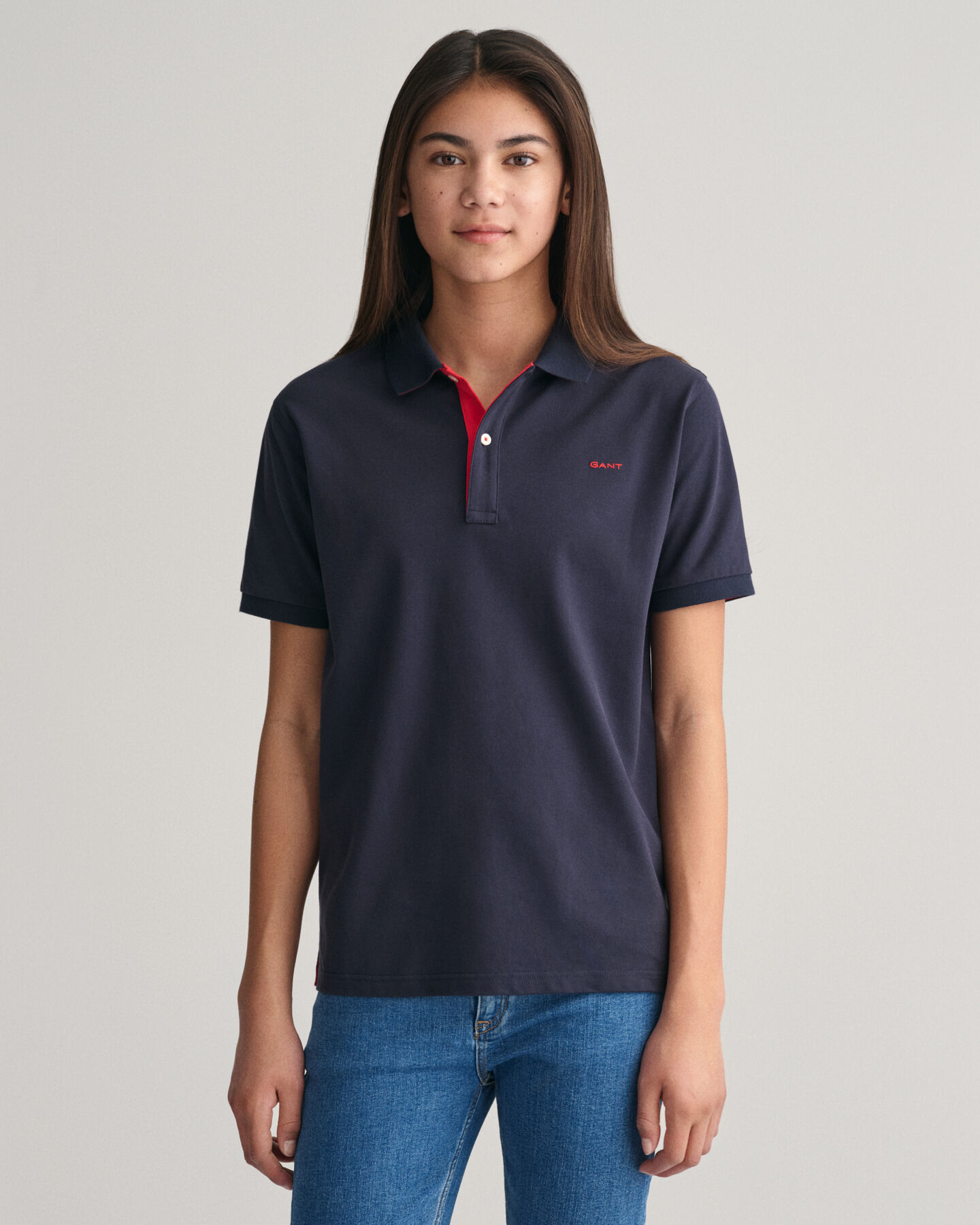 Teens Kontrast Piqu&eacute; Poloshirt