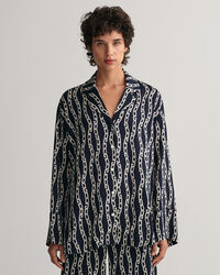 Relaxed Fit Chain Print Bluse im Pyjamastil