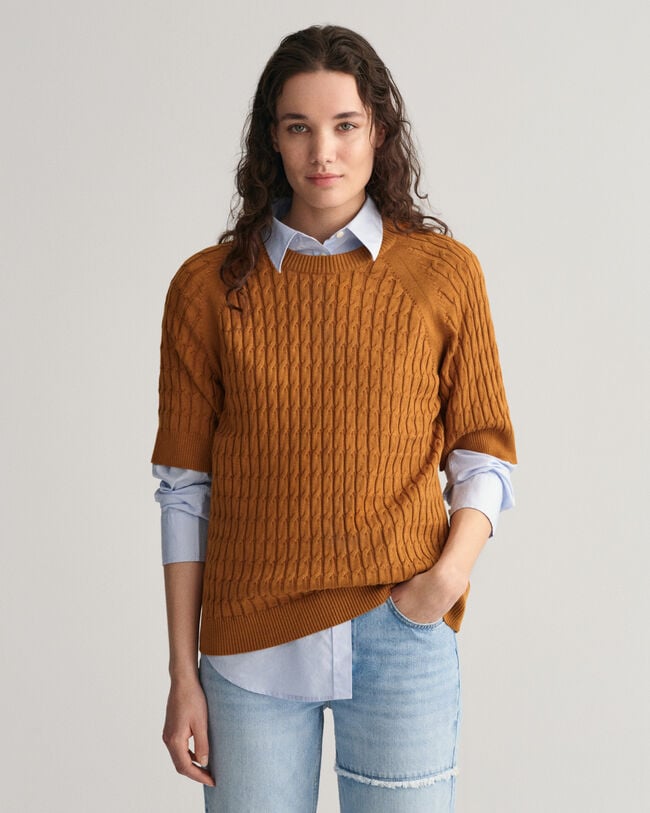 Zopfstrick Pullover mit halblangem Arm