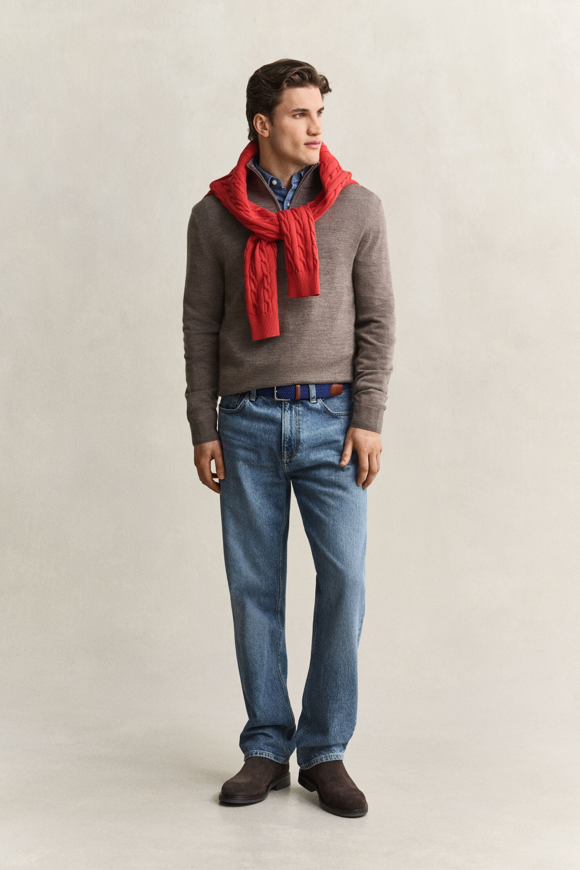 Pull à demi-zip en laine mérinos