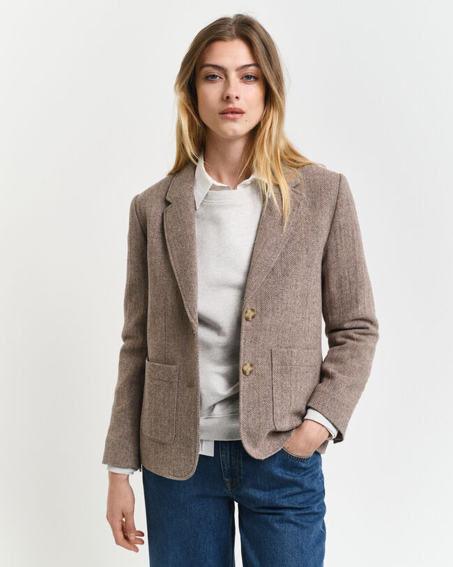 Regular Fit Herringbone Kurzblazer