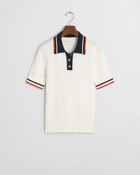 Gerippter Kurzarm Rugger mit Kontrast