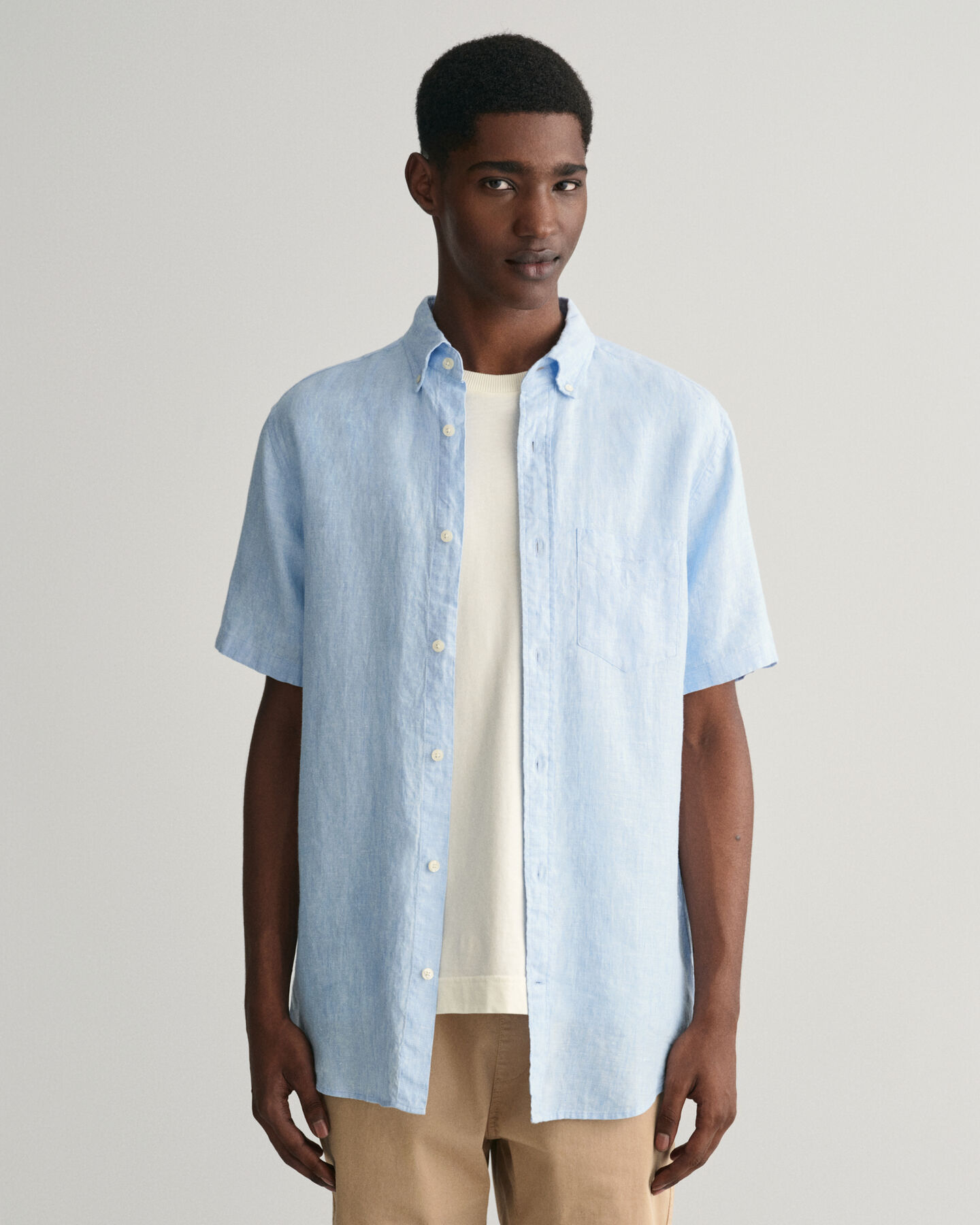 Regular Fit Leinen Kurzarmhemd