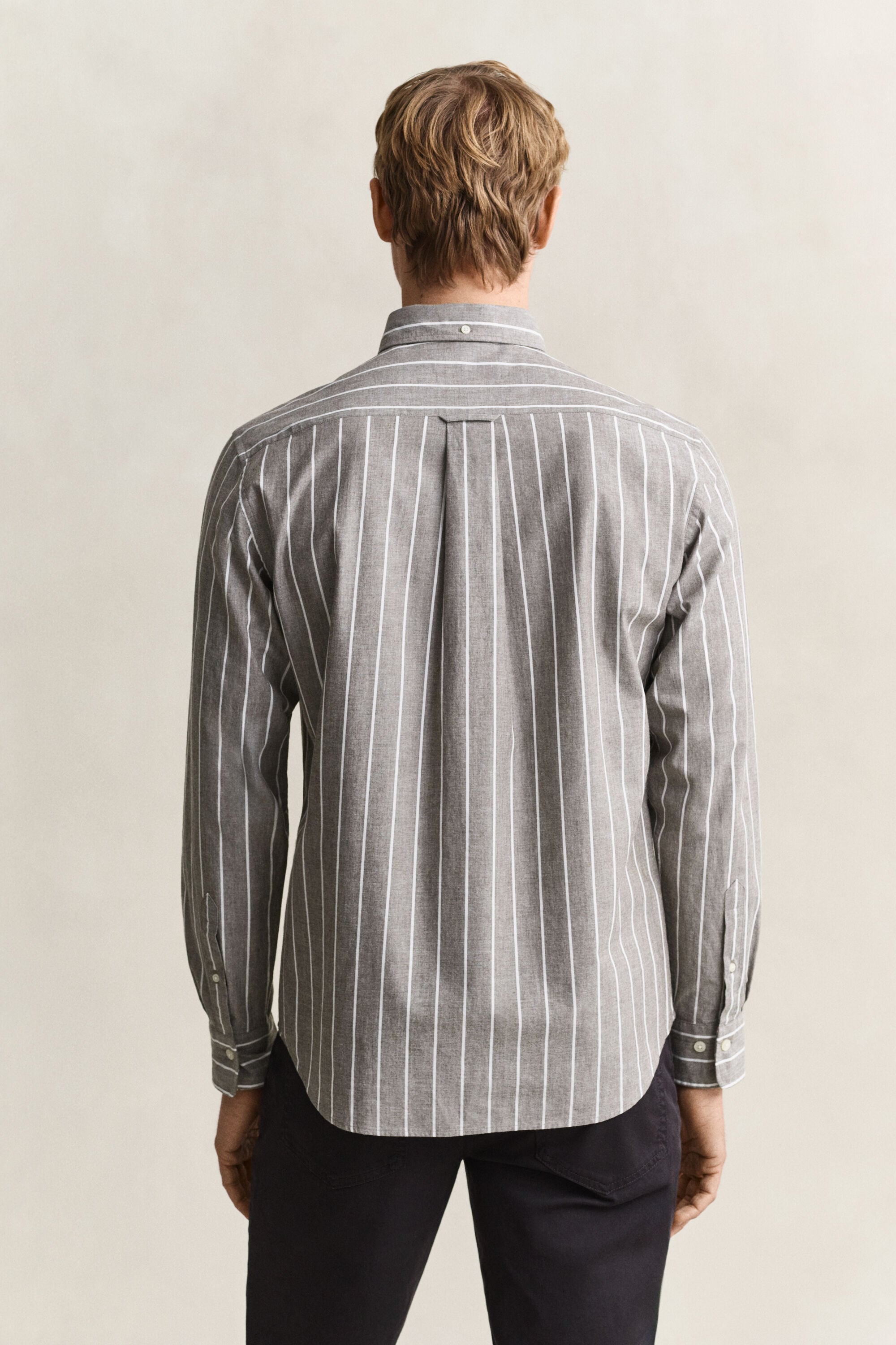Gestreiftes Hemd aus melierter Popeline