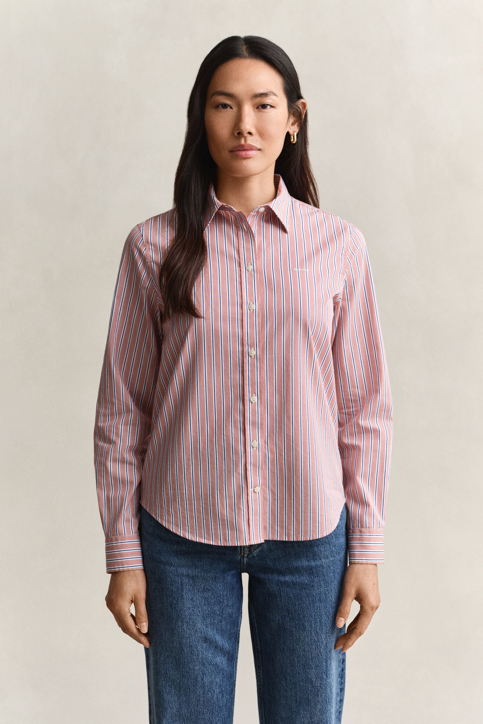 Regular Fit Classic Popeline-Bluse mit Streifen