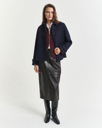 Bleistiftrock aus Leder in Midilänge