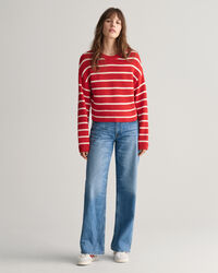 Rundhalspullover mit Streifen