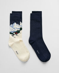 2er-Pack Socken mit Ski-Print in Geschenkbox