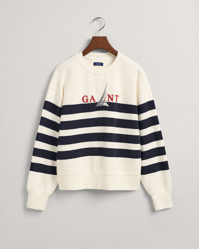 Sail Graphic Rundhals-Sweatshirt mit Streifen