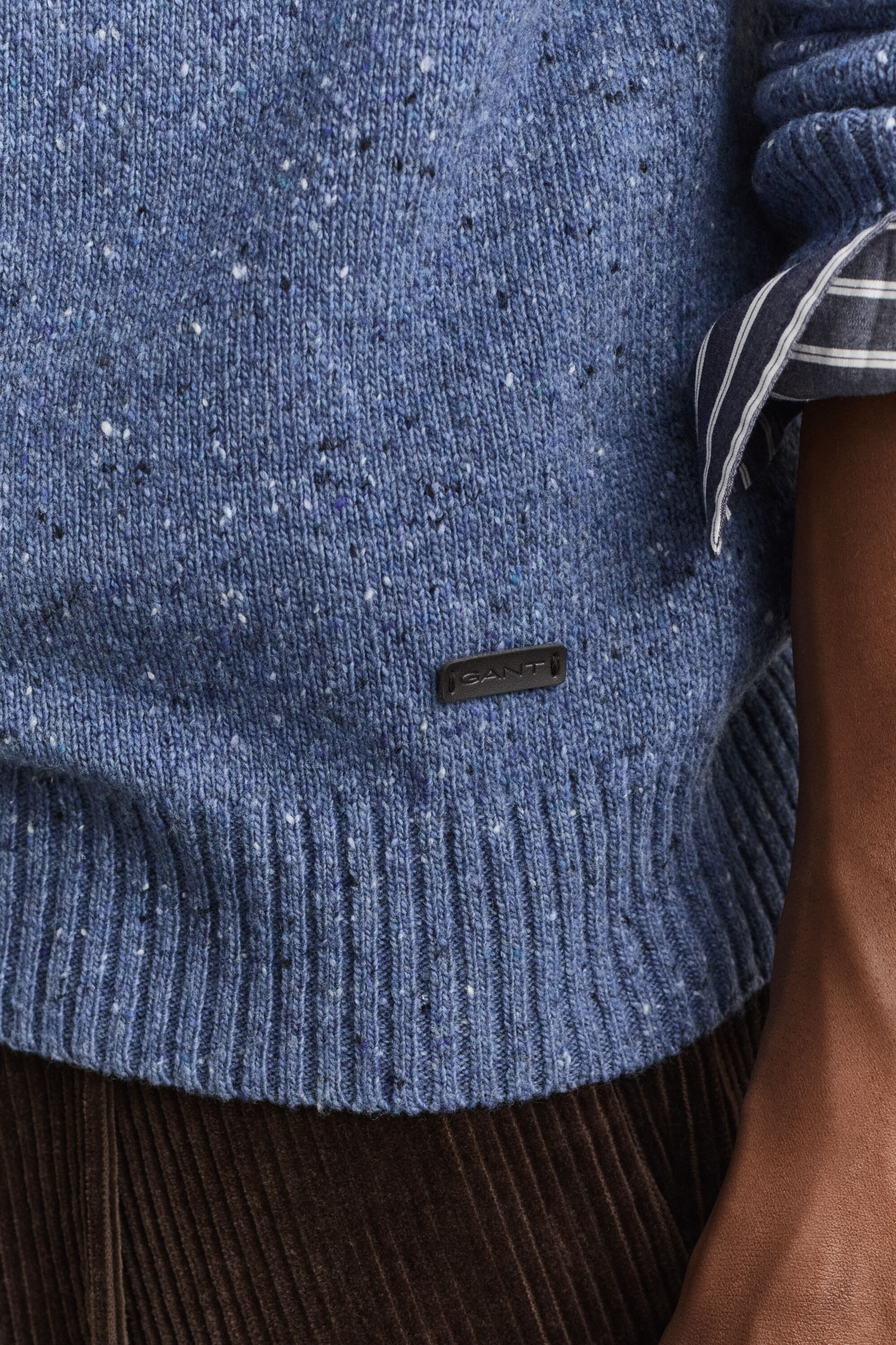 Wool Blend Nepps Crew Neck Sweater